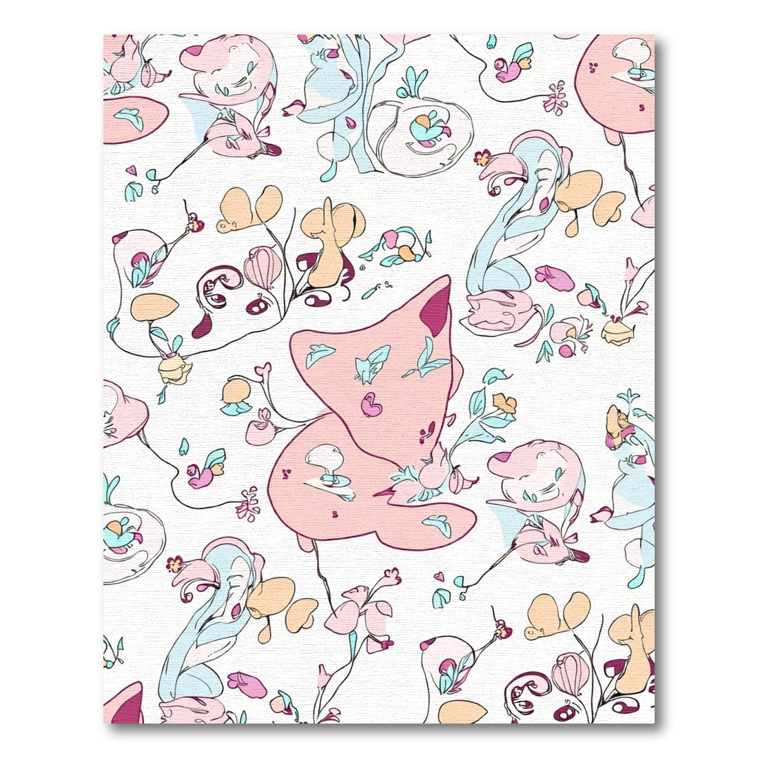 Whimsical Pastel Organic Flow Rug
