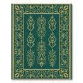 Emerald Gold Floral Damask Frame Rug