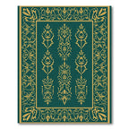 Emerald Gold Floral Damask Frame Rug