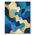 Navy Blue Gold Fluid Contour Rug
