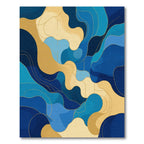 Navy Blue Gold Fluid Contour Rug