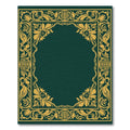 Emerald Green Golden Floral Border Rug