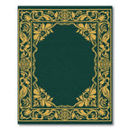 Emerald Green Golden Floral Border Rug