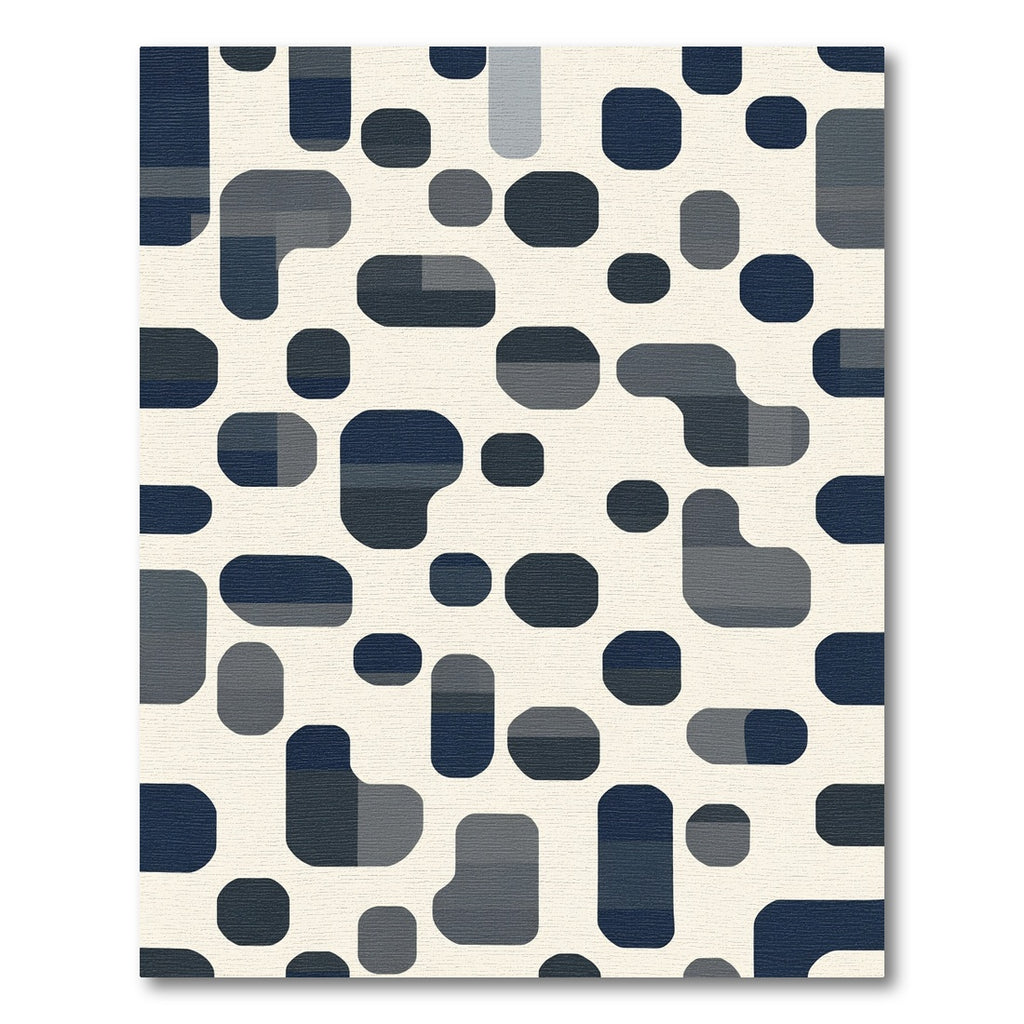 Abstract Navy Gray Rounded Shapes Rug