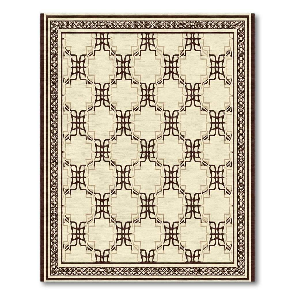 Maroon Cream Interlocking Diamond Border Rug