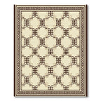 Maroon Cream Interlocking Diamond Border Rug
