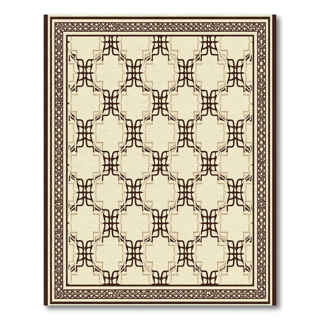 Maroon Cream Interlocking Diamond Border Rug