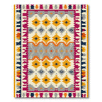 Cream Orange Gray Geometric Diamond Rug