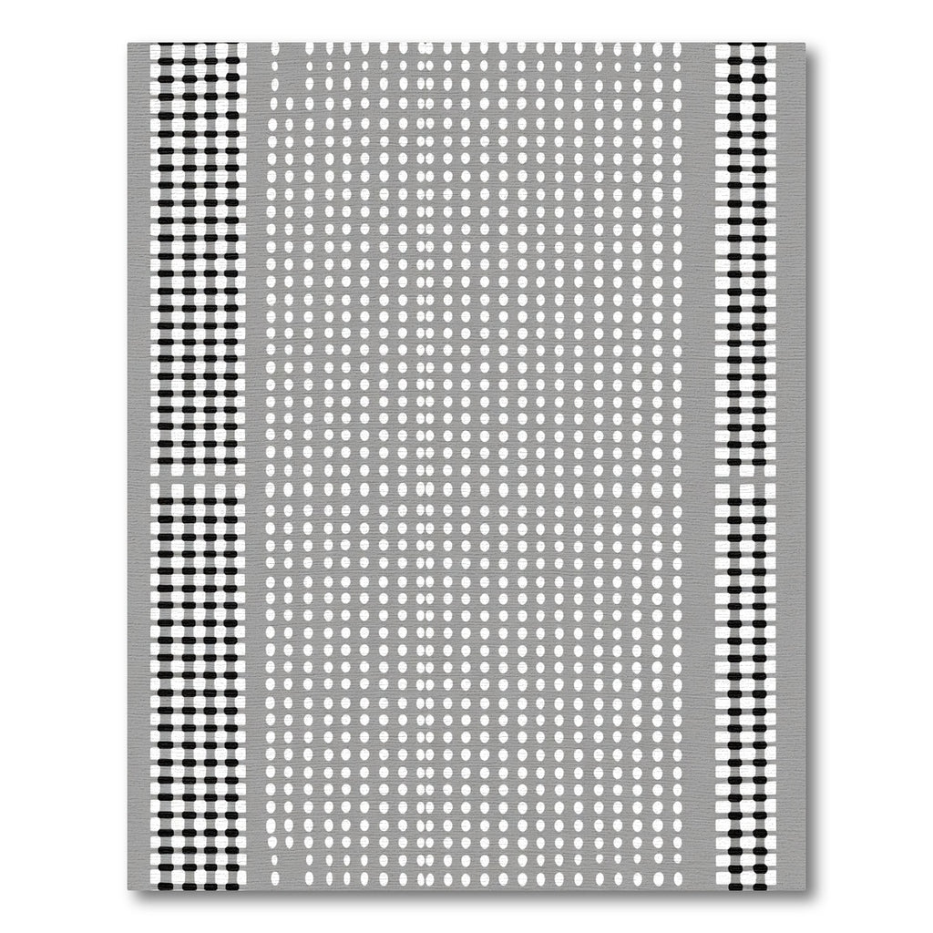 Gray White Dotted Checkerboard Border Rug