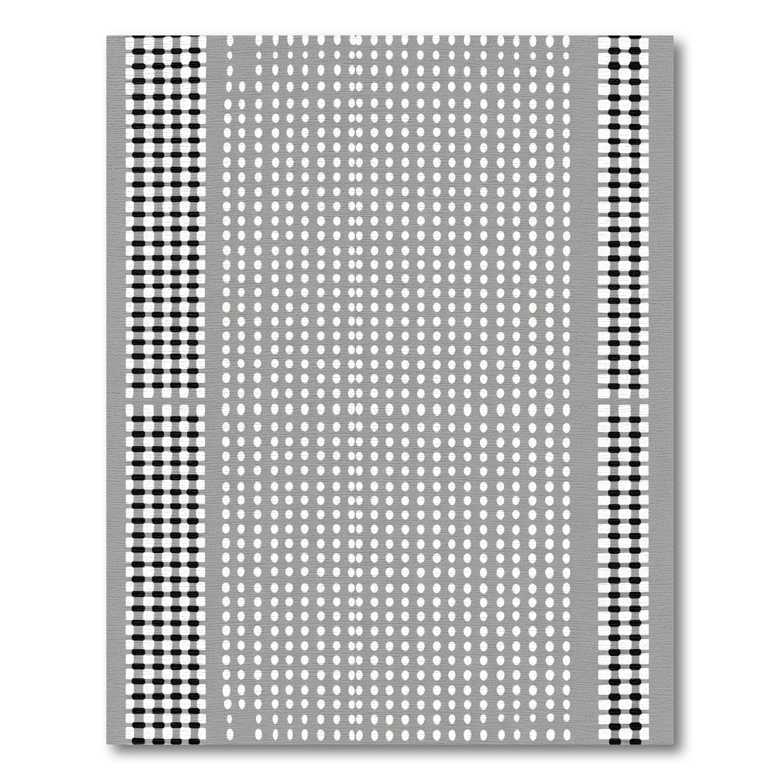 Gray White Dotted Checkerboard Border Rug