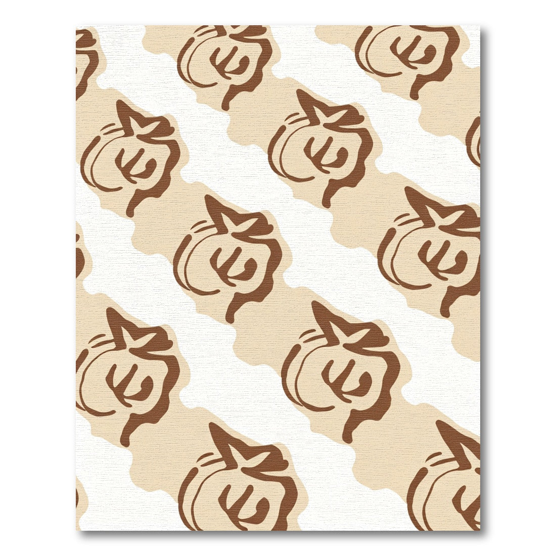 Brown Outline Fruit Diagonal Rug