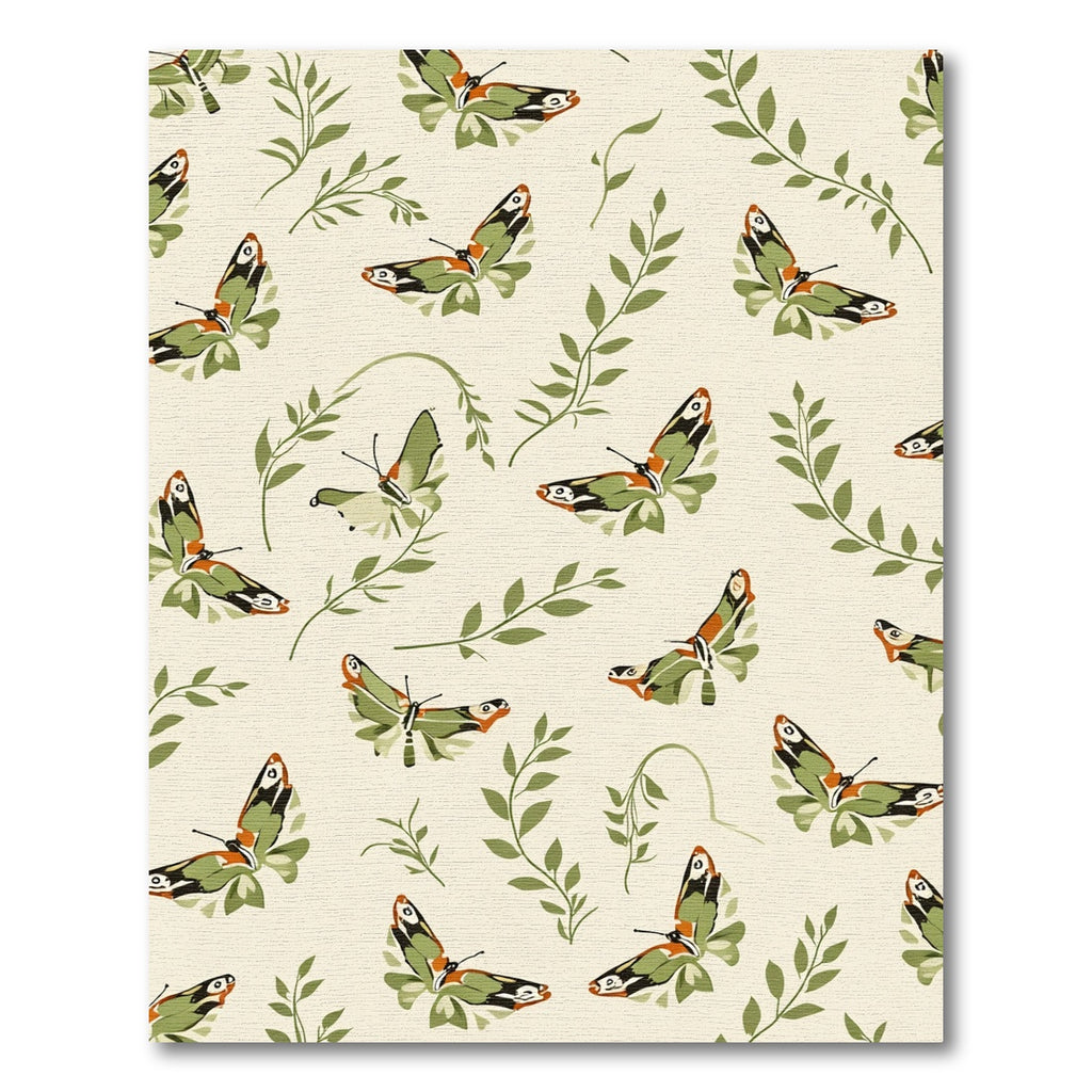 Green Orange Butterfly Foliage Whimsical Rug