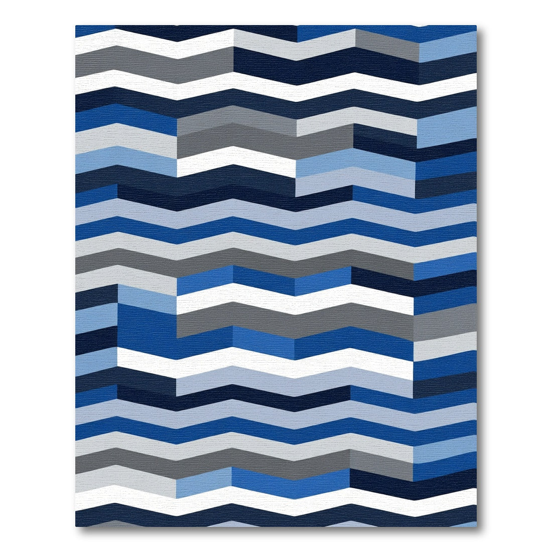 Blue Gray White Chevron Stripe Rug