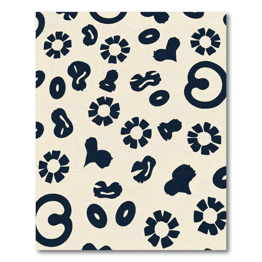 Navy Amoeba Blossom Whimsical Arrangement Rug