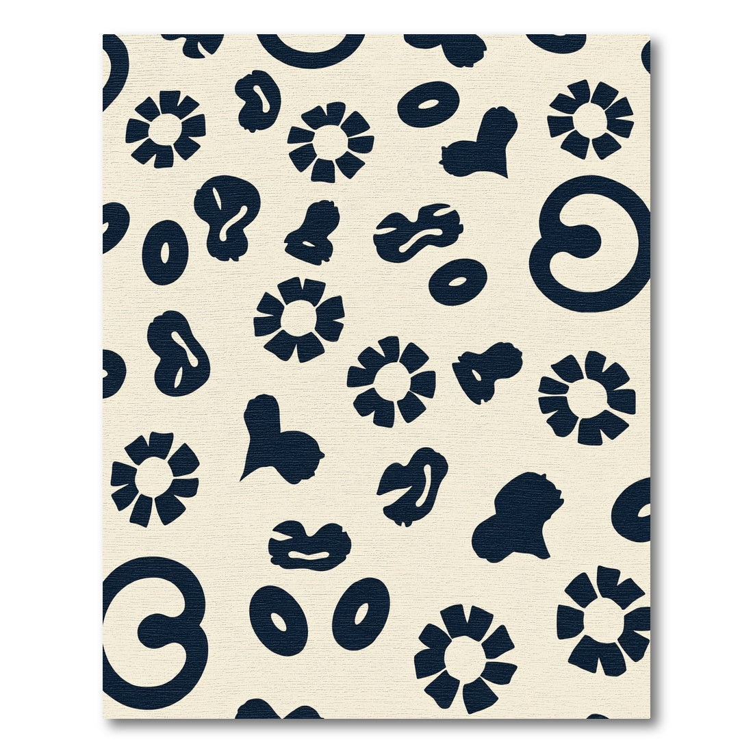 Navy Amoeba Blossom Whimsical Arrangement Rug