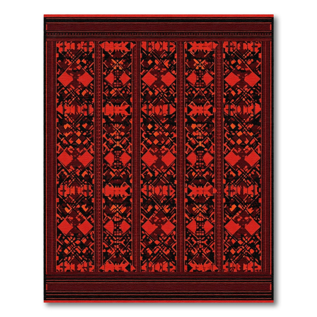 Bold Crimson Geometric Vertical Stripe Rug