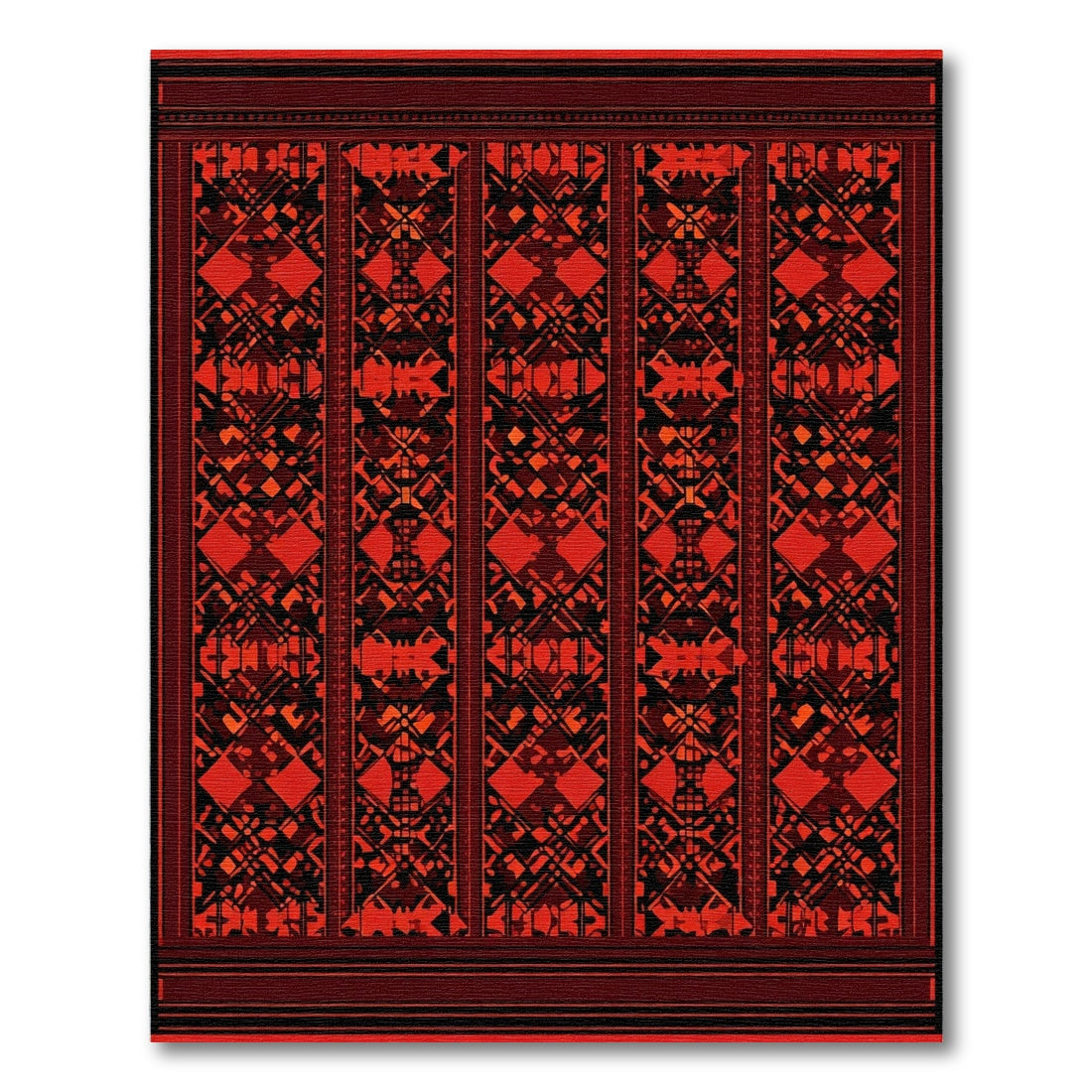 Bold Crimson Geometric Vertical Stripe Rug