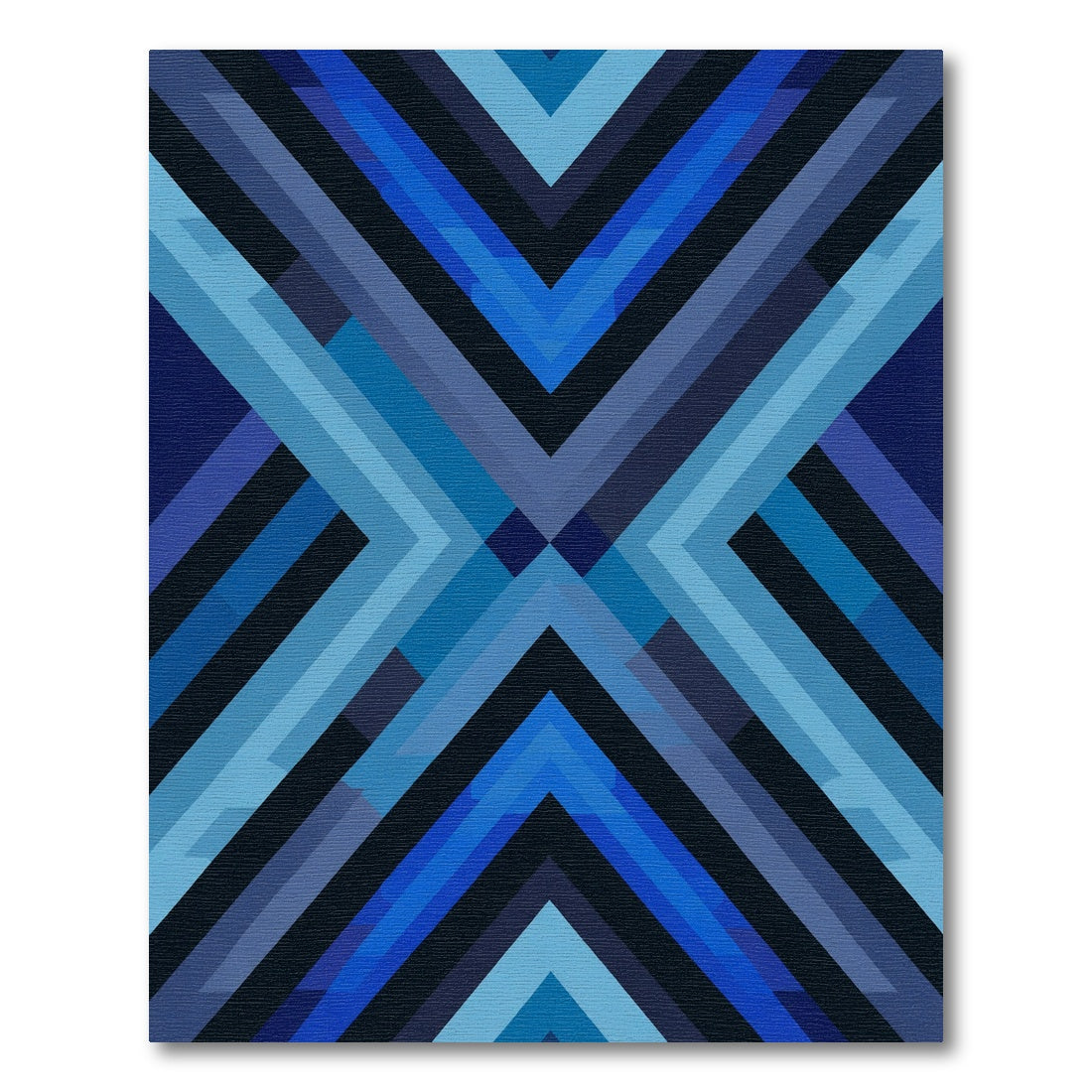 Deep Blue Geometric Chevrons Rug