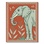 Rustic Red Elephant Flora Border Rug