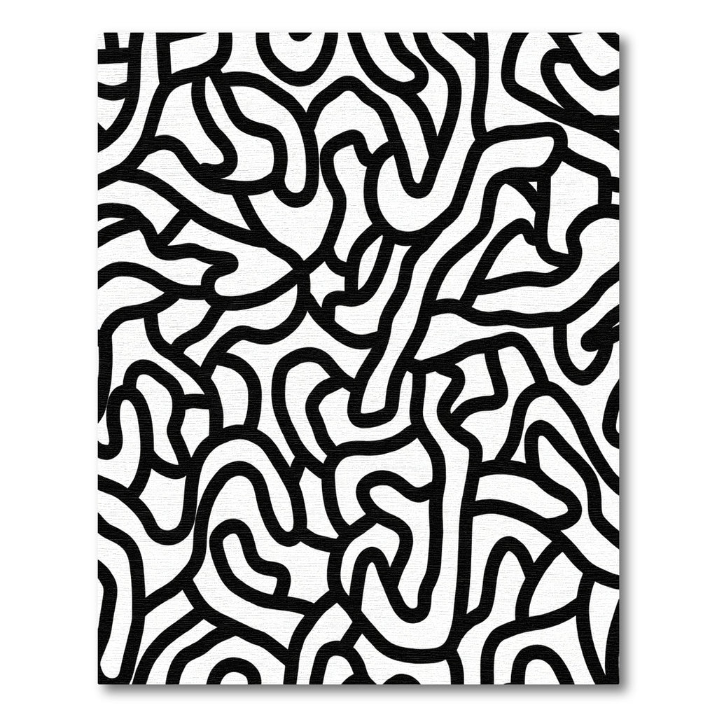 Bold Black White Abstract Flow Rug
