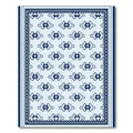 Blue Abstract Family Figures Border Rug