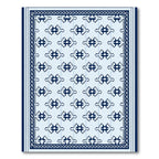 Blue Abstract Family Figures Border Rug