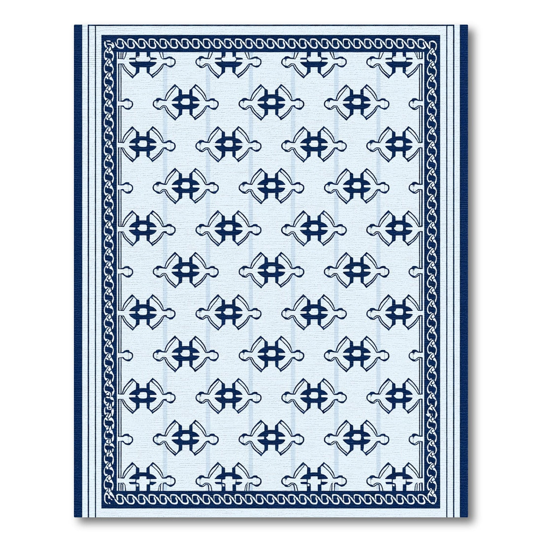 Blue Abstract Family Figures Border Rug