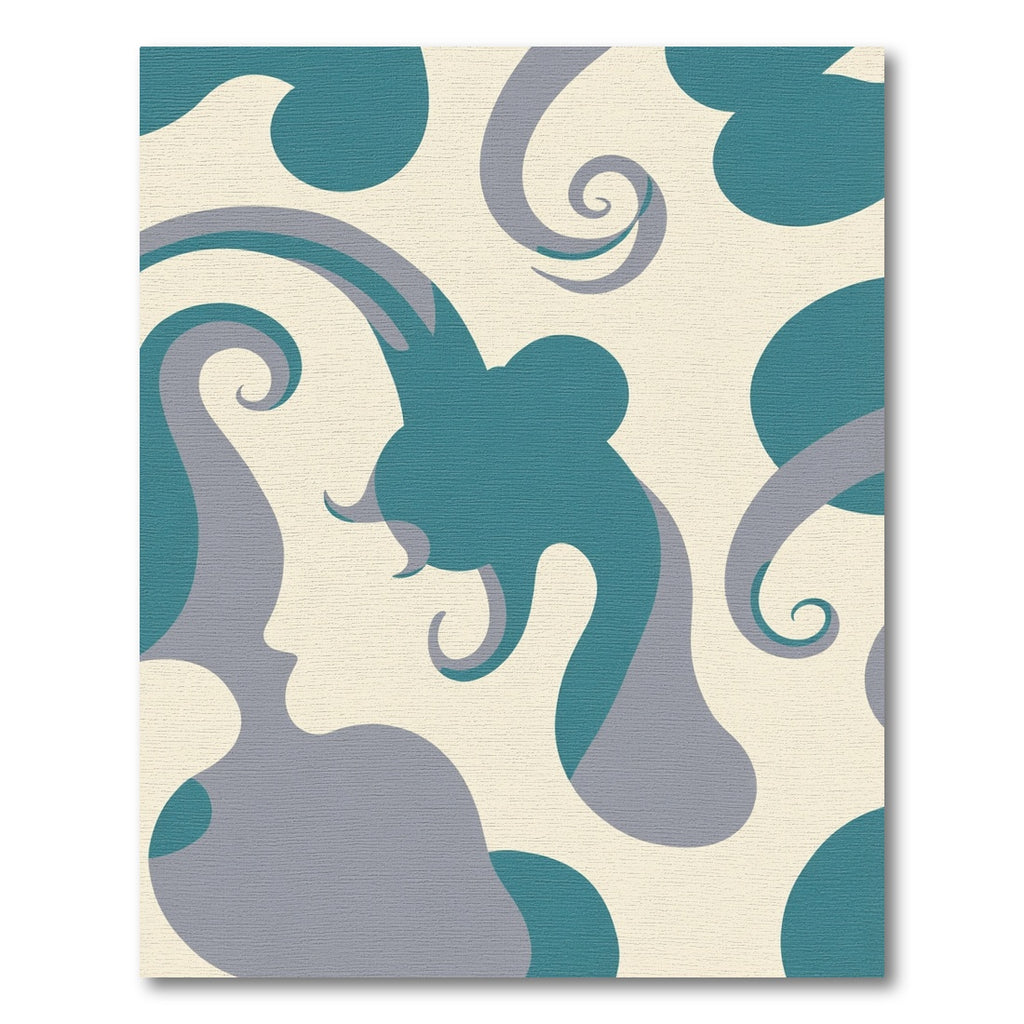 Teal Gray Swirl Organic Forms Rug