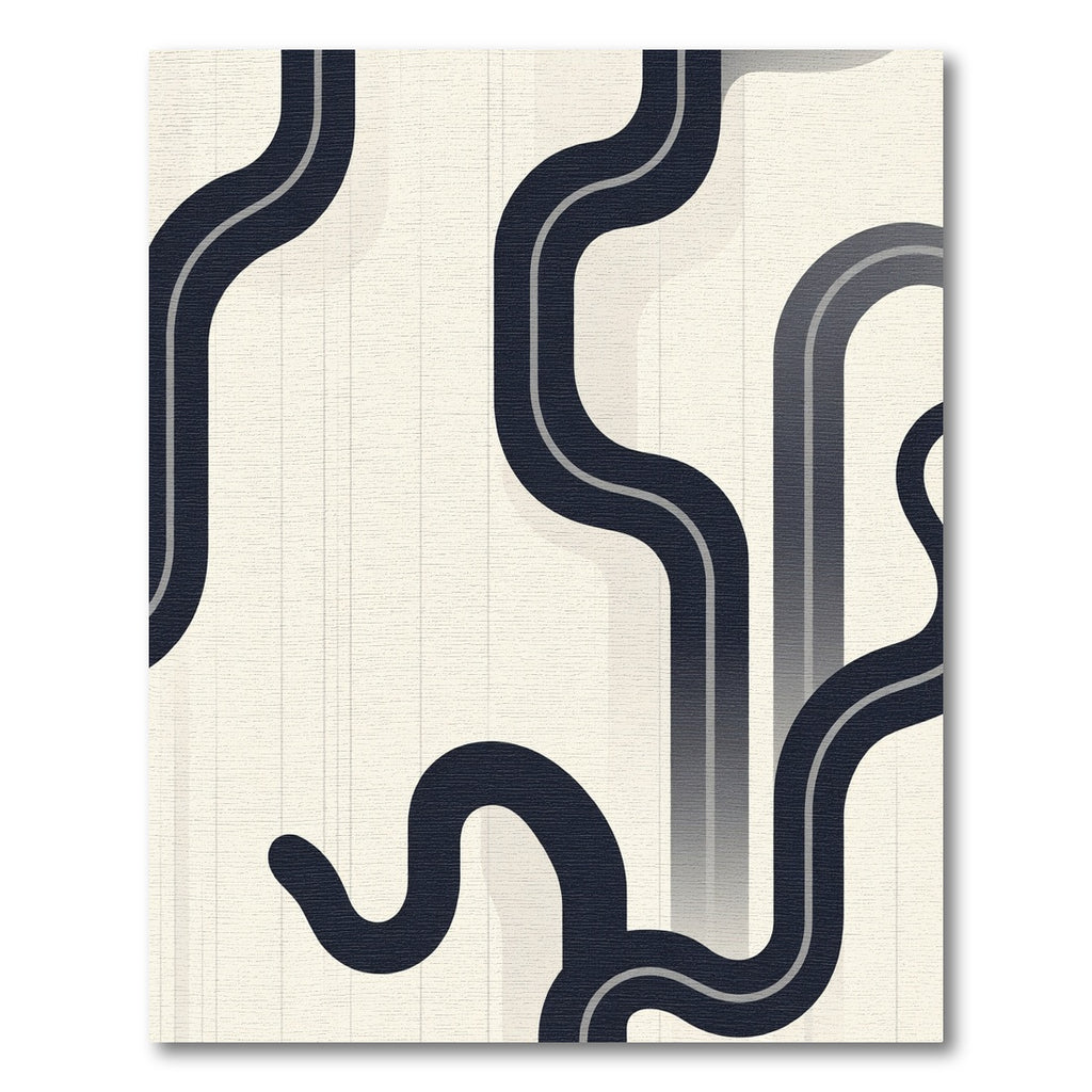 Minimalist Dark Blue Abstract Swirl Rug