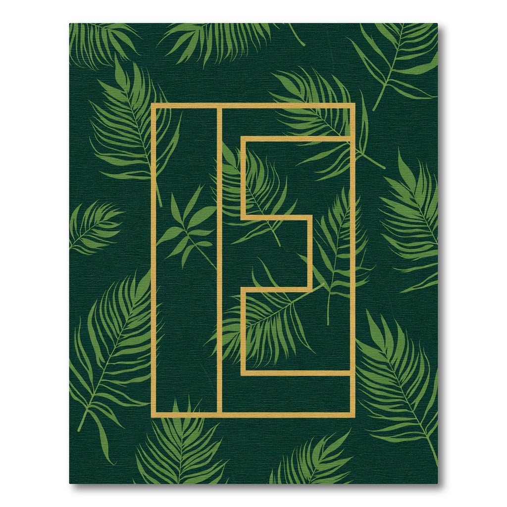 Emerald Tropical Leaf Geometric Frame Rug
