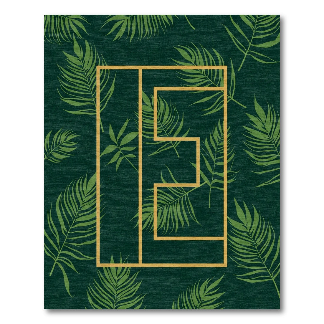 Emerald Tropical Leaf Geometric Frame Rug