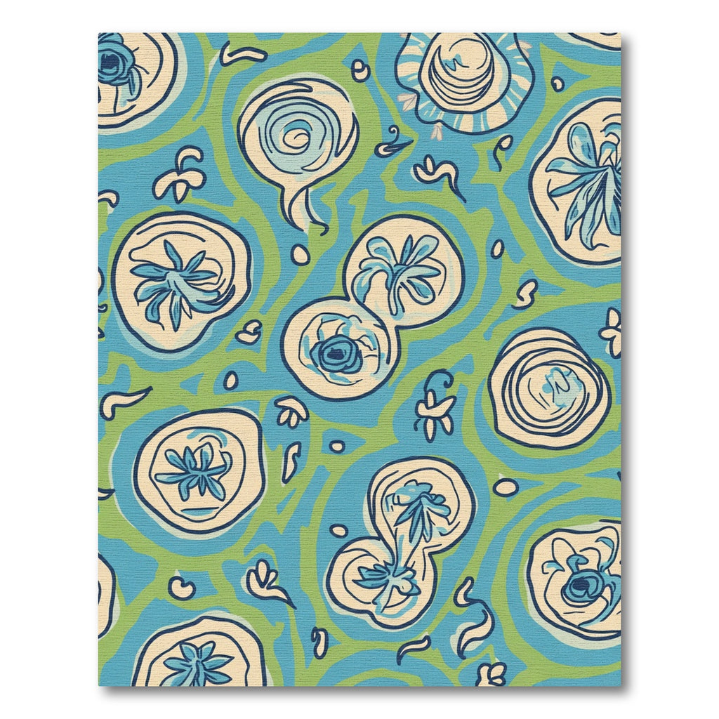 Whimsical Blue and Green Organic Floral Rug