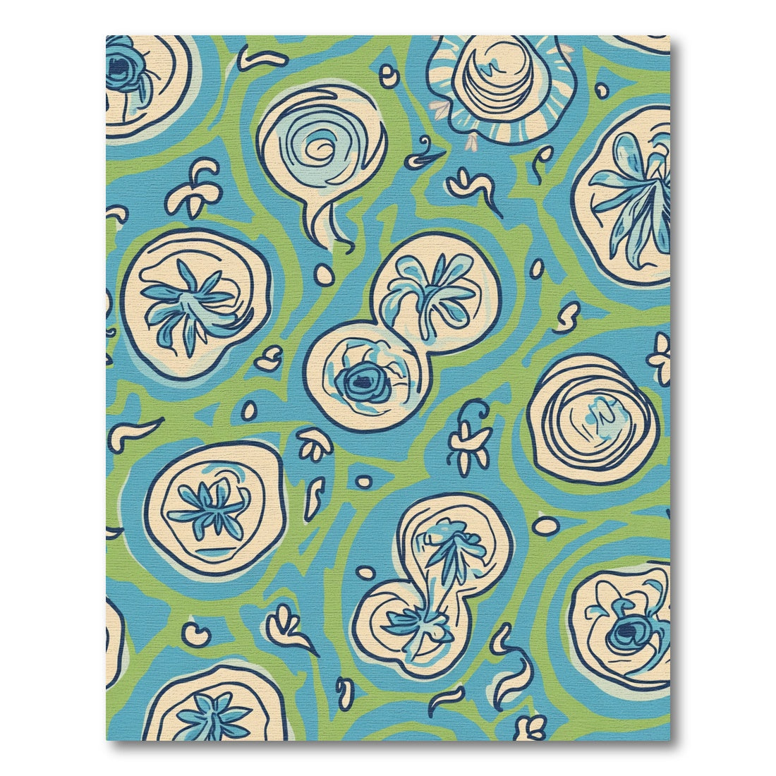 Whimsical Blue and Green Organic Floral Rug