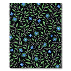Black Blue Green Floral Vine Swirl Rug