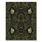 Dark Green Forest Creature Floral Arrangement Rug
