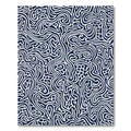 Deep Blue White Abstract Linear Maze Rug