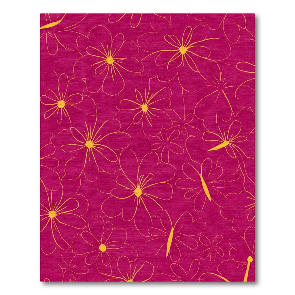 Vibrant Fuchsia Floral Butterfly Meadow Rug