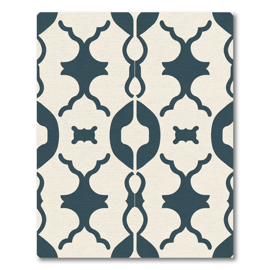 Deep Teal Arabesque Lattice Rug