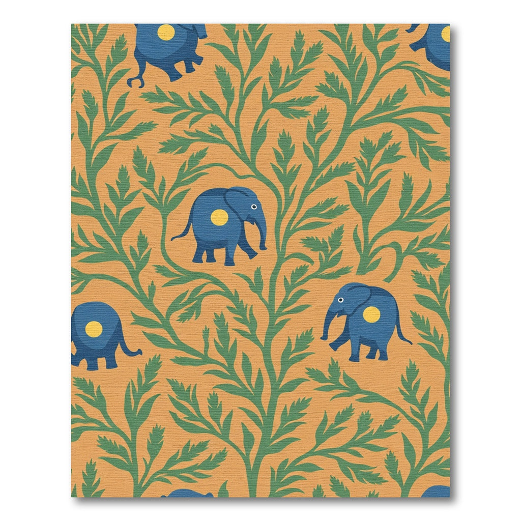 Blue Elephants With Green Foliage Background Rug