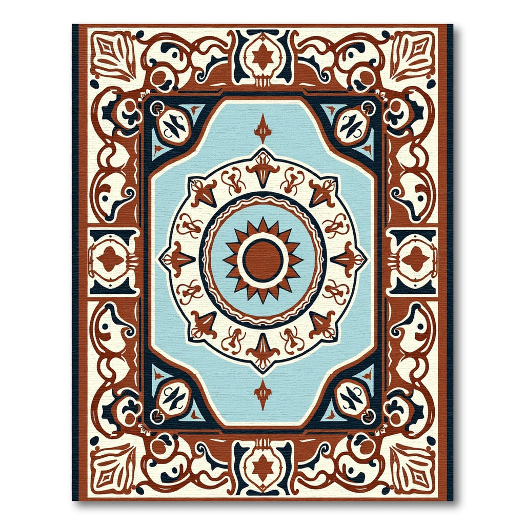 Vintage Earthy Tone Sun Medallion Rug