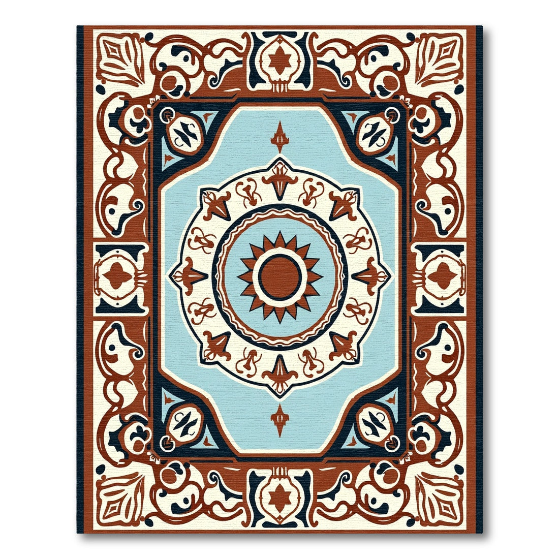 Vintage Earthy Tone Sun Medallion Rug