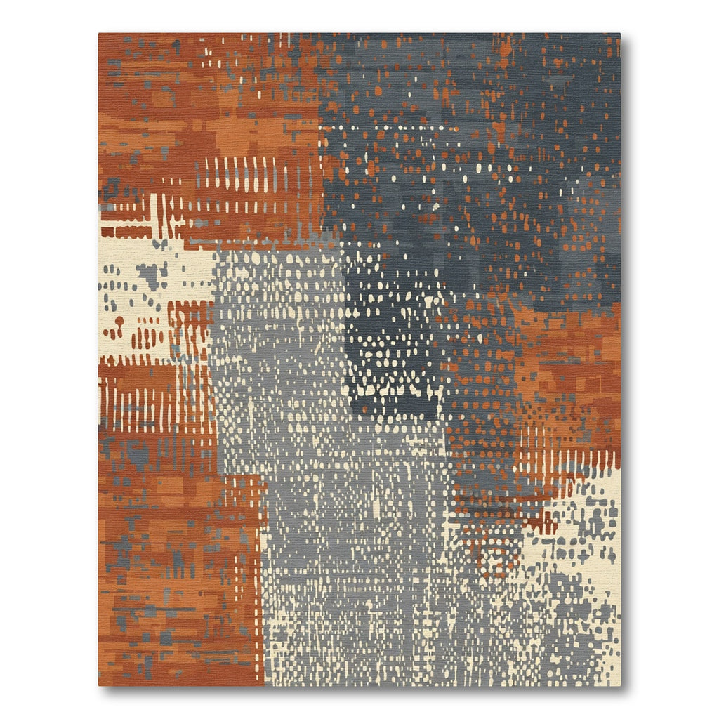 Earthy Terracotta Abstract Patchwork Rug