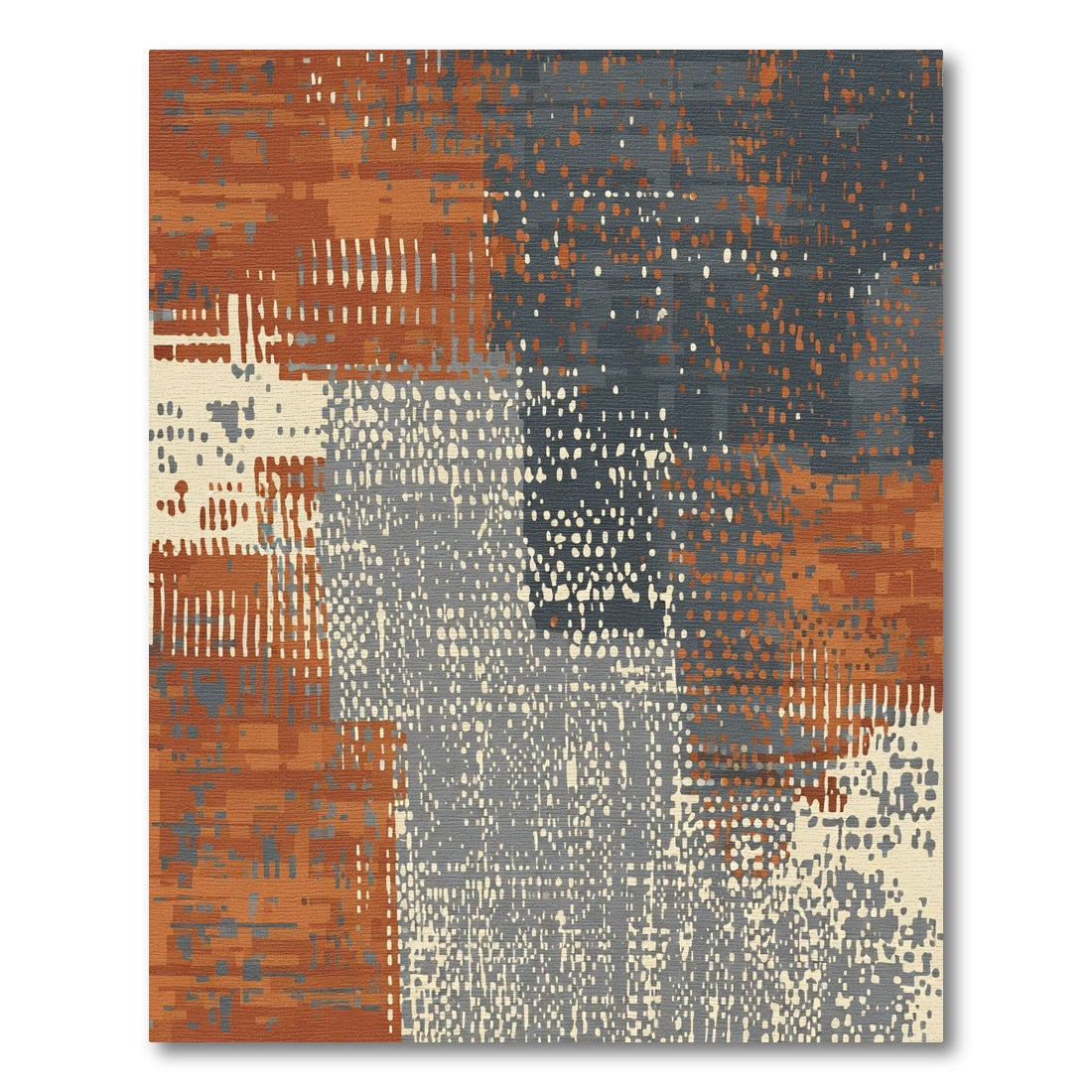 Earthy Terracotta Abstract Patchwork Rug