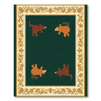 Green Bear Woodland Animal Border Rug