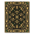 Black Gold Green Floral Vine Scroll Rug