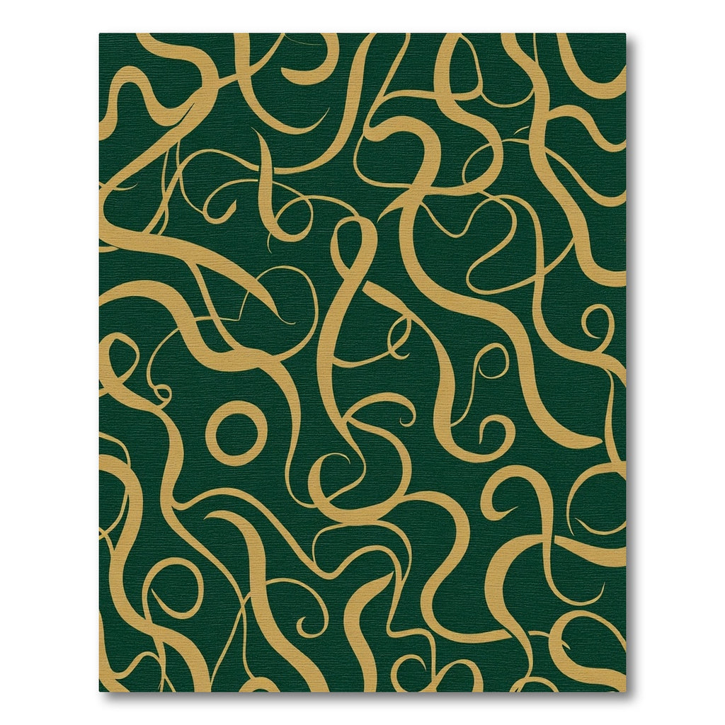 Emerald Gold Calligraphic Swirls Rug