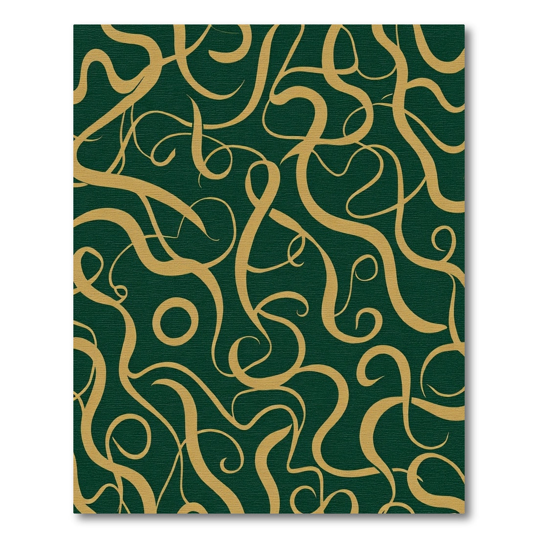 Emerald Gold Calligraphic Swirls Rug