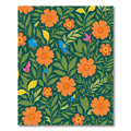 Whimsical Orange Floral Birds Garden Rug