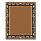 Brown White Black Ornate Border Rug