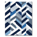 Geometric Blue White Interlocking Shapes Rug